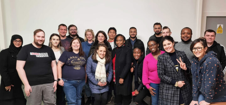 Daniel with a CodeYourFuture class