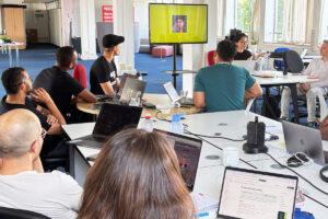 Trainees in a usability testing session